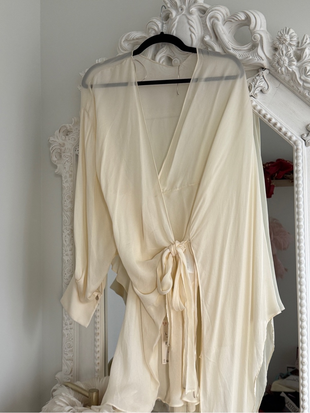 Zara Cream Sheer Chiffon Wrap Blouse